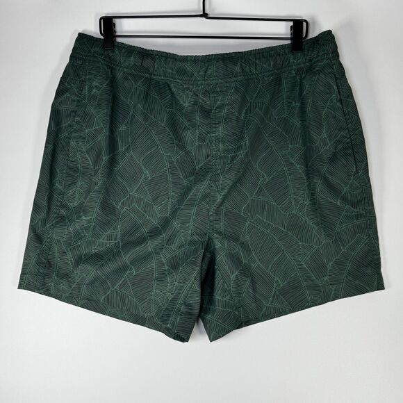 Mack Weldon Swim Trunk Mens Extra Large Green Tropical Drawstring Elastic Waist - Picture 1 of 14